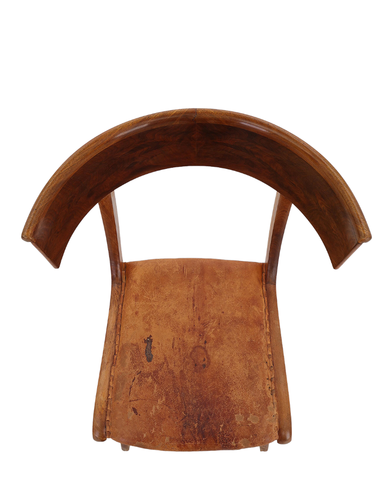 1920s Kay Otto Fisker : Danish beech, nutwood & leather Klismos chair