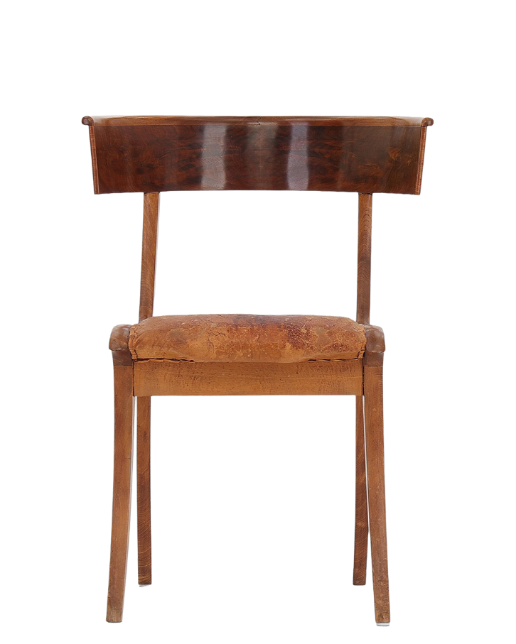 1920s Kay Otto Fisker : Danish beech, nutwood & leather Klismos chair