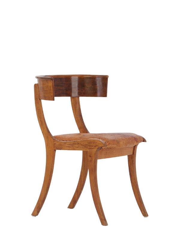 1920s Kay Otto Fisker : Danish beech, nutwood & leather Klismos chair