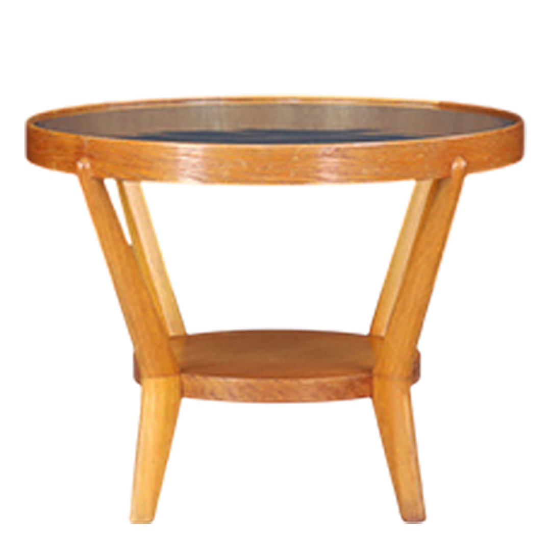 1940s Kozelka & Kropáček : bent beechwood & glass coffee/side table