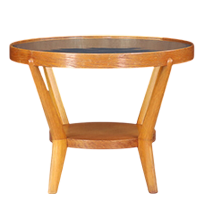 1940s Kozelka & Kropáček : bent beechwood & glass coffee/side table