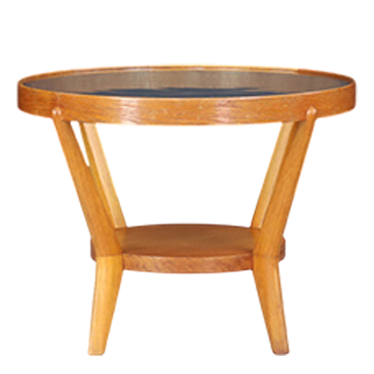1940s Kozelka & Kropáček : bent beechwood & glass coffee/side table