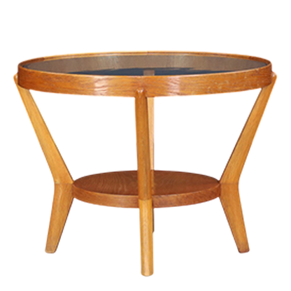 1940s Kozelka & Kropáček : bent beechwood & glass coffee/side table