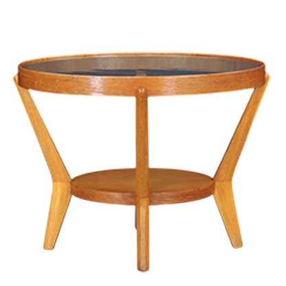 1940s Kozelka & Kropáček : bent beechwood & glass coffee/side table