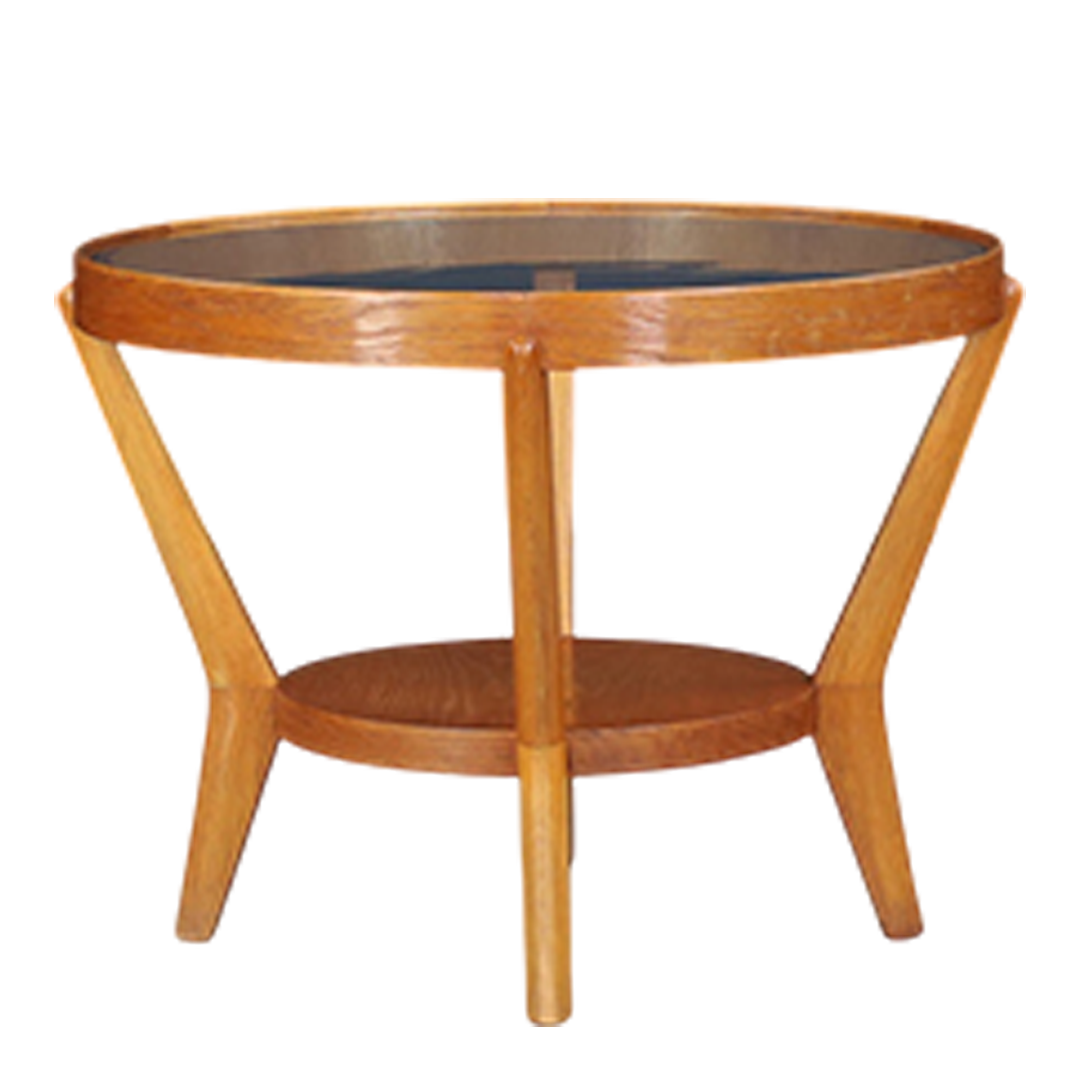 1940s Kozelka & Kropáček : bent beechwood & glass coffee/side table