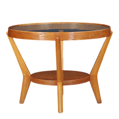 1940s Kozelka & Kropáček : bent beechwood & glass coffee/side table