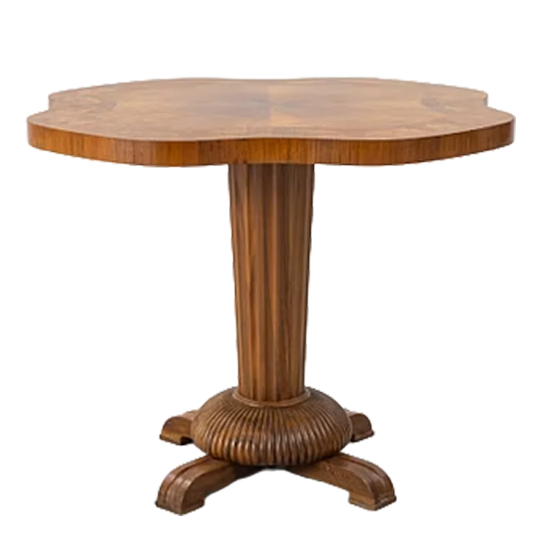 1918 Swedish : late Art Nouveau pedestal salon table w/intarsia