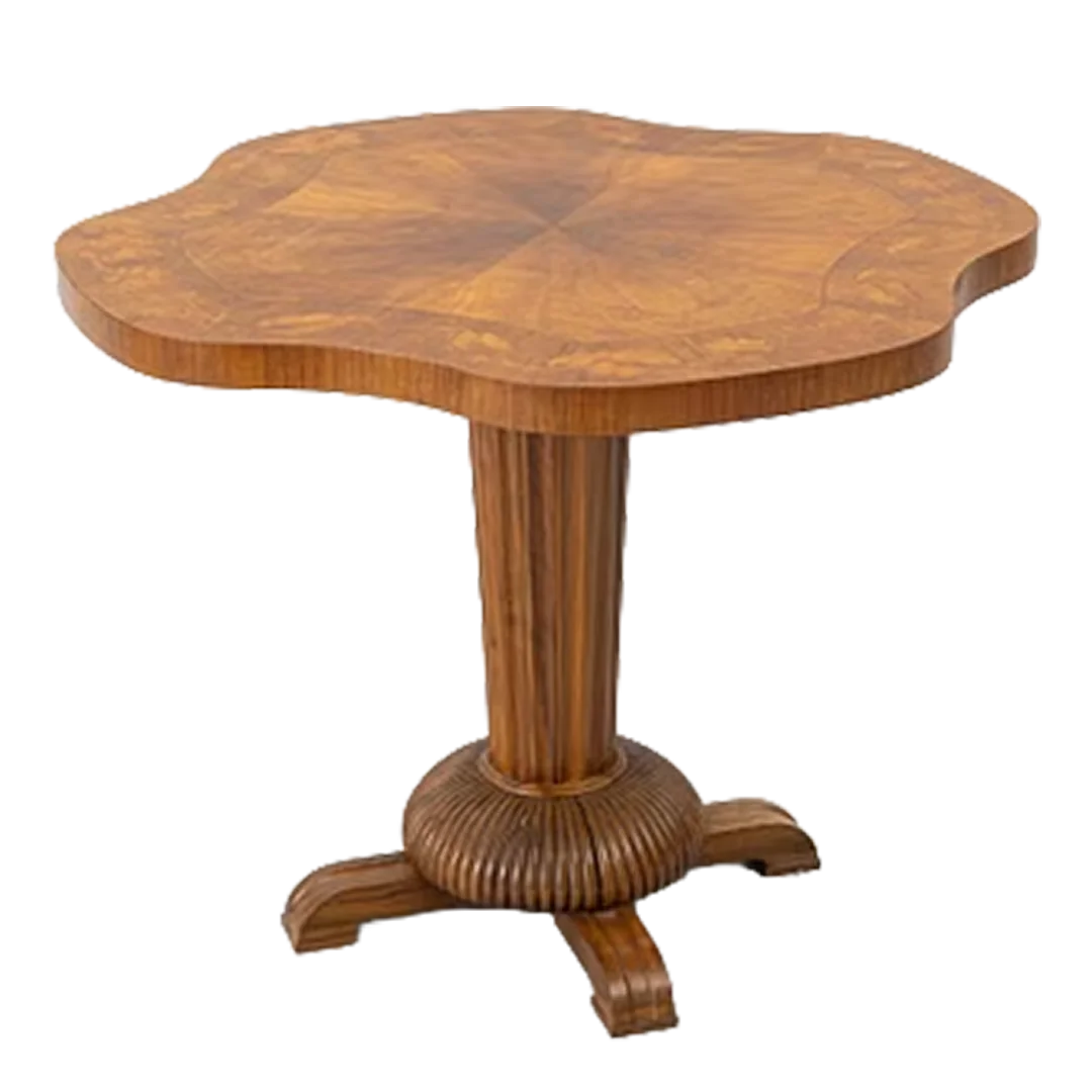 1918 Swedish : late Art Nouveau pedestal salon table w/intarsia