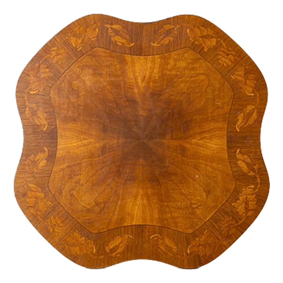 1918 Swedish : late Art Nouveau pedestal salon table w/intarsia