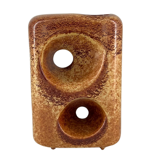 1970s Roberto Rigon : "double cube" vase, screziato tabacco glaze