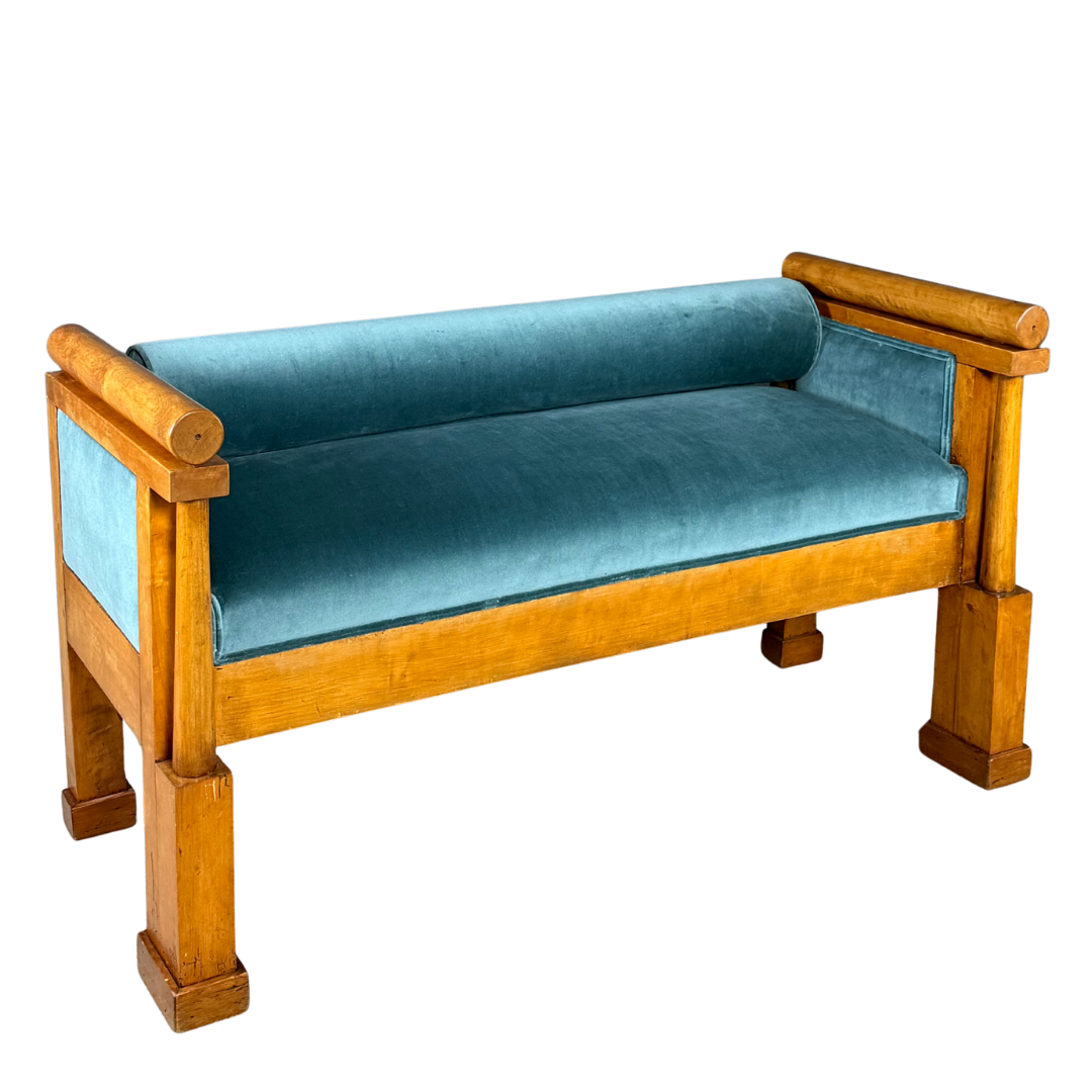19thc Karl Johan style : neoclassical revival 51" upholstered settee