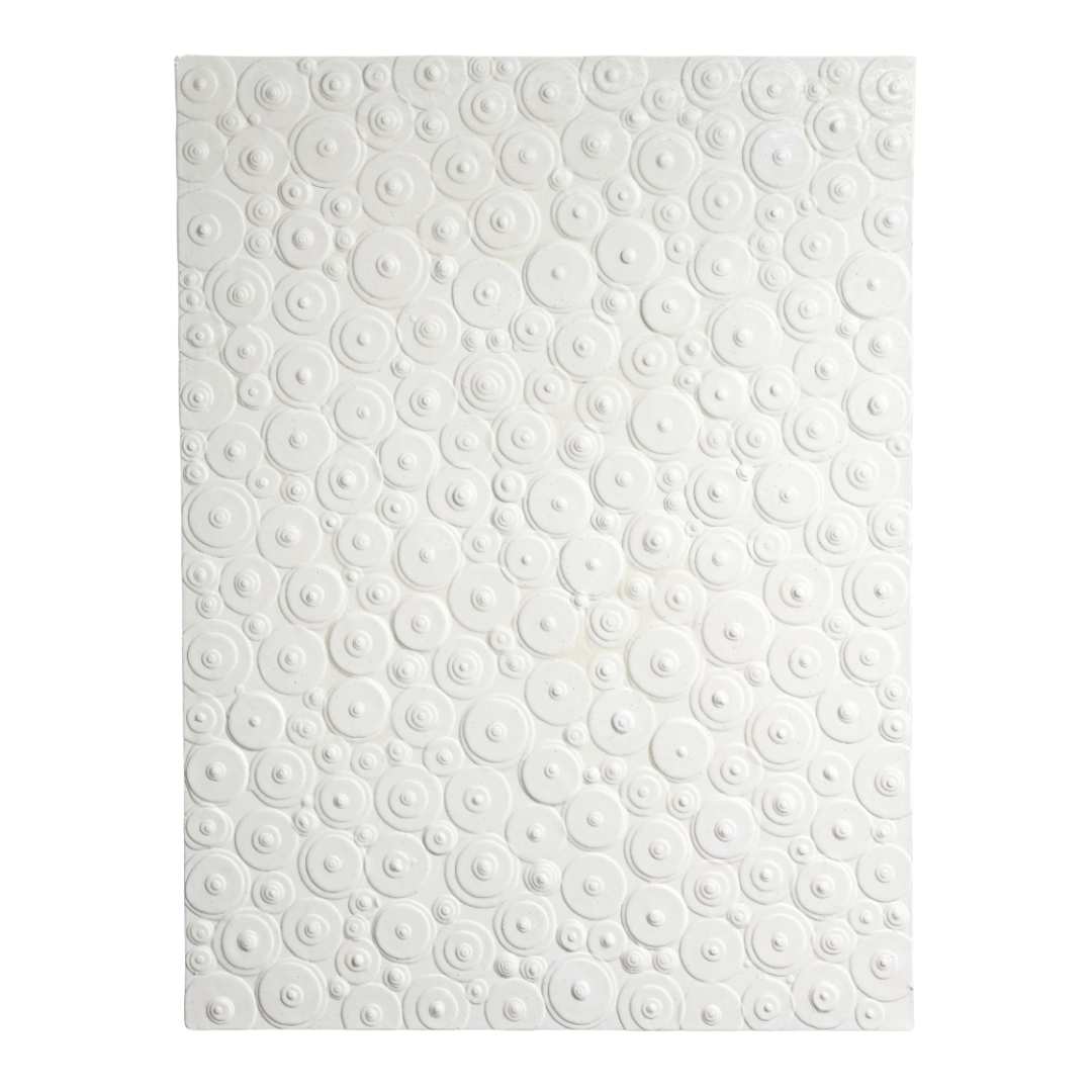Jim Oliveira : White Colorpile Painting, Gloss & Ink on Belgian Linen, 2018
