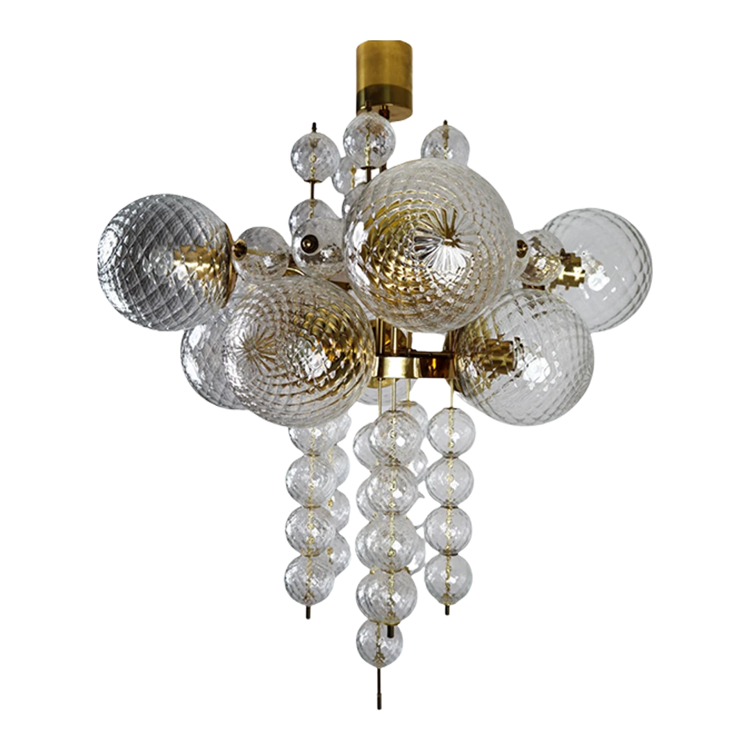 1970s Jaroslav Bejvl : glass chandelier, Kamenický Šenov, Czech