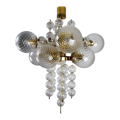 1970s Jaroslav Bejvl : glass chandelier, Kamenický Šenov, Czech