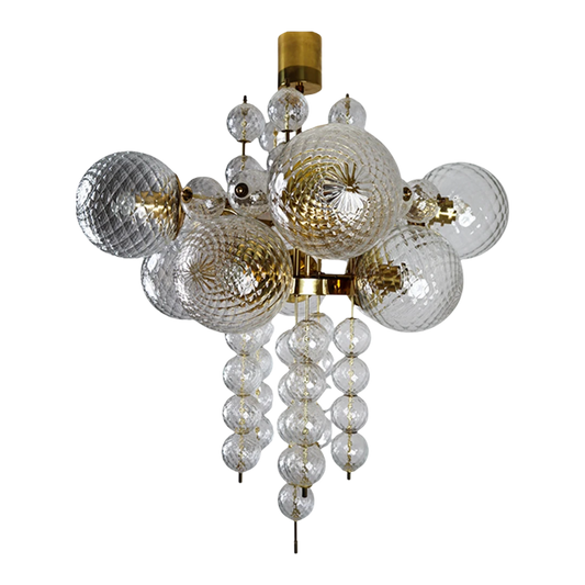 1970s Jaroslav Bejvl : glass chandelier, Kamenický Šenov, Czech