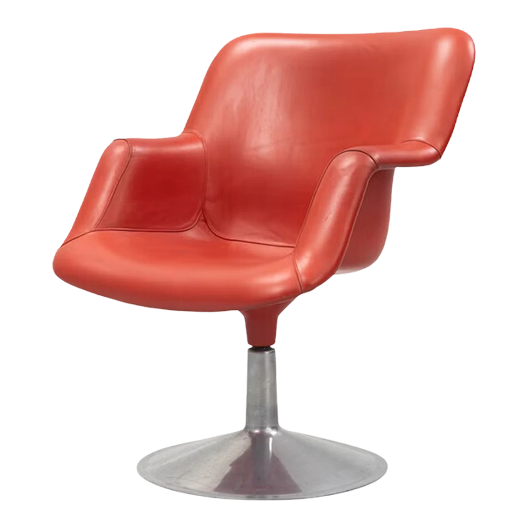 1960s Yrjö Kukkapuro : 'Junior' easy chair in red leather, Finland