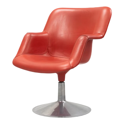 1960s Yrjö Kukkapuro : 'Junior' easy chair in red leather, Finland