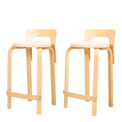 1930s design Alvar Aalto : model K65 padded birchwood counter stools