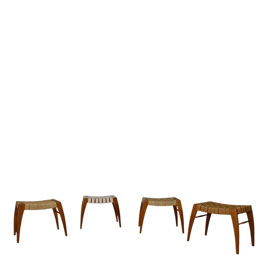 1950s Jan Vaněk : cotton strap stool for Krásná Jizba, Czech