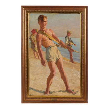 c1900 Paolo Baroni Pietro : 40" tall young fisherman, Italy