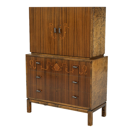 1930s Swedish Grace : rootwood inlay bar cabinet