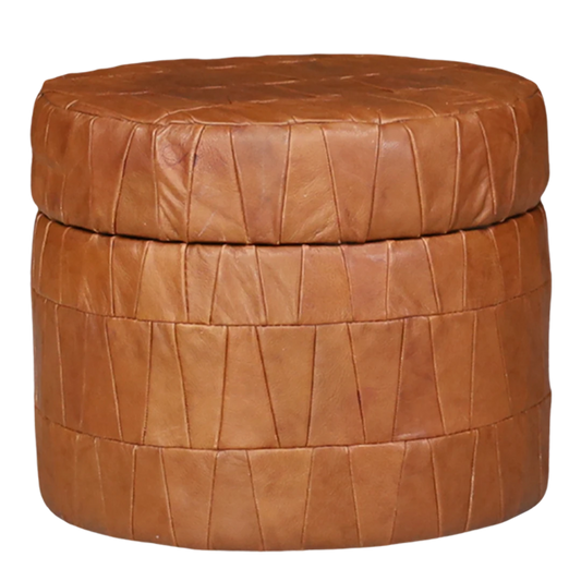 1980s de Sede style : patchwork leather pouf w/storage