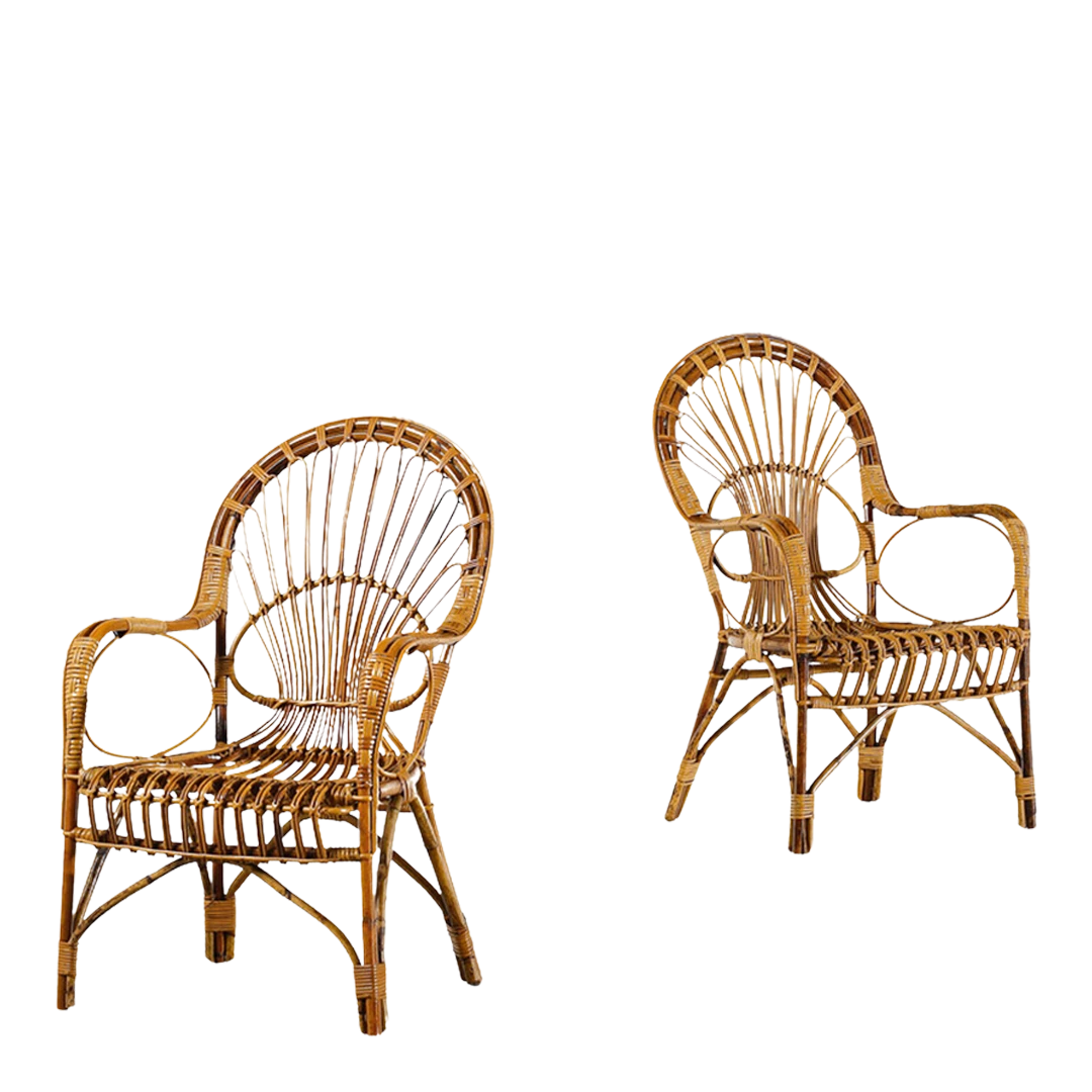 1960s Franco Albini style : rattan garden chair, Italy