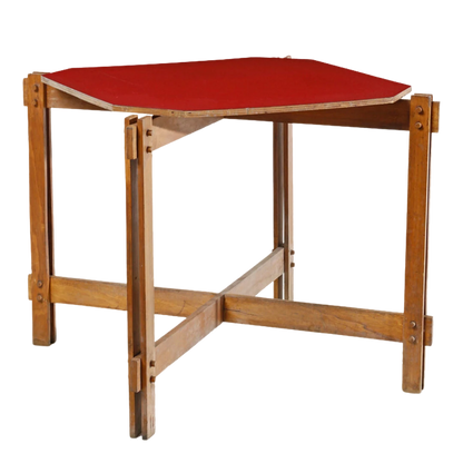 1950s Ico Parisi : wood & red formica 32" game table, Italy