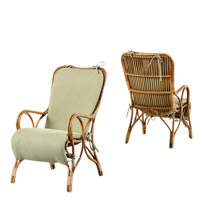 Pair 1960s Italian : tallback bamboo garden armchairs