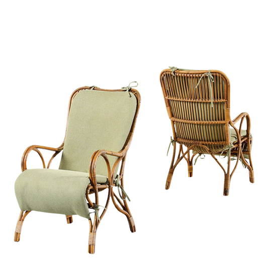 Pair 1960s Italian : tallback bamboo garden armchairs