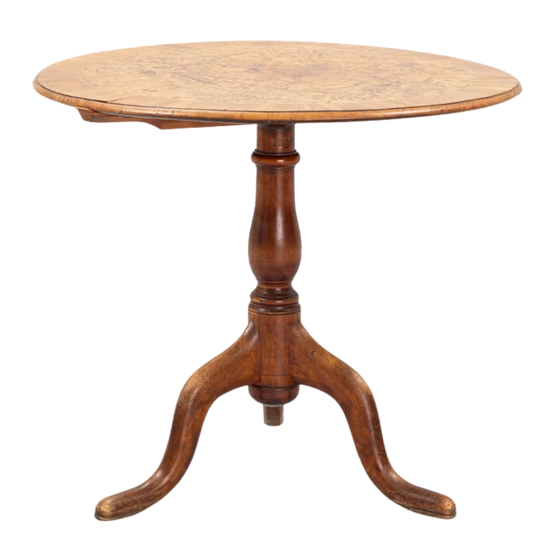 c1775 Jacob Sjölin : burr alder dropleaf tripod table, Kungsör Sweden