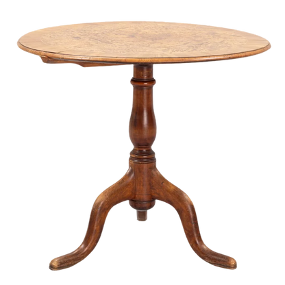 c1775 Jacob Sjölin : burr alder dropleaf tripod table, Kungsör Sweden