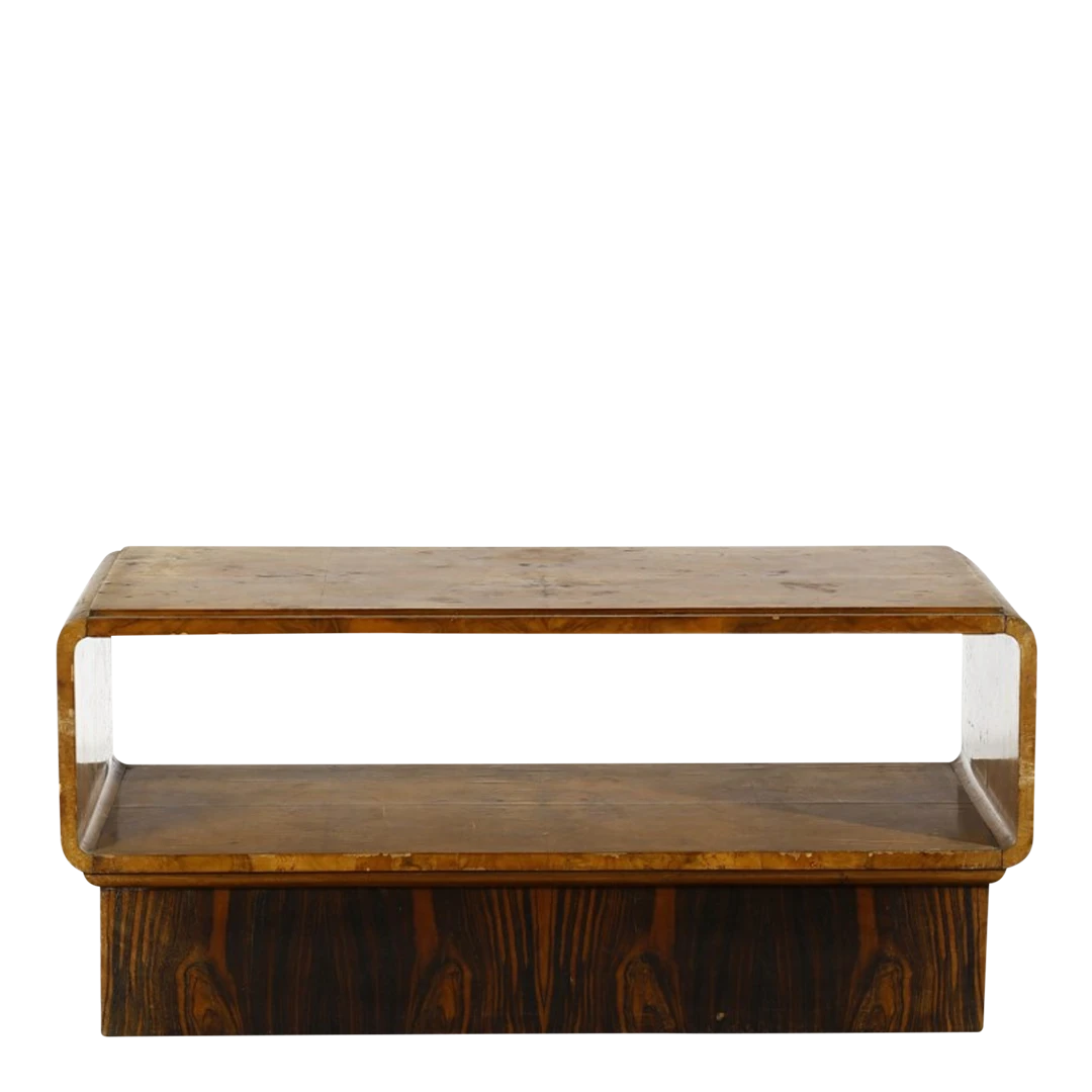 1930s Italian : walnut radica wood open case coffee table