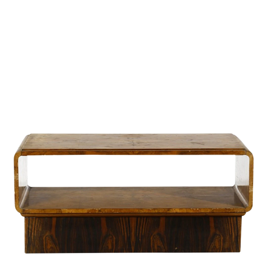 1930s Italian : walnut radica wood open case coffee table