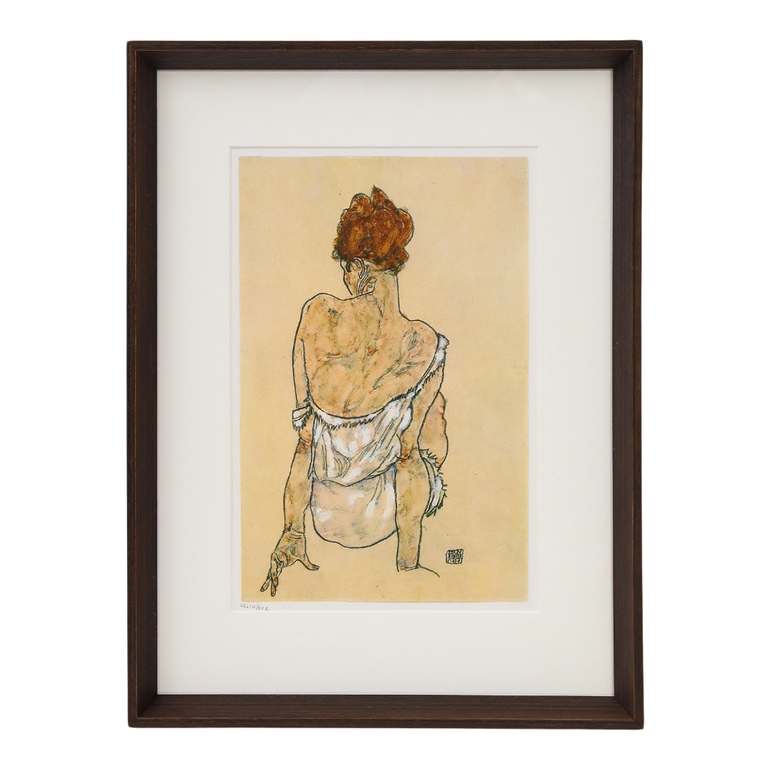 Egon Schiele, Vienna : "Woman sitting back to back" Lithograph