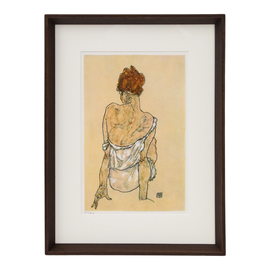 Egon Schiele, Vienna : "Woman sitting back to back" Lithograph