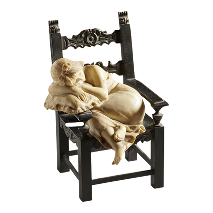 c1900 Italian : marble & metal sculpture, sleeping girl