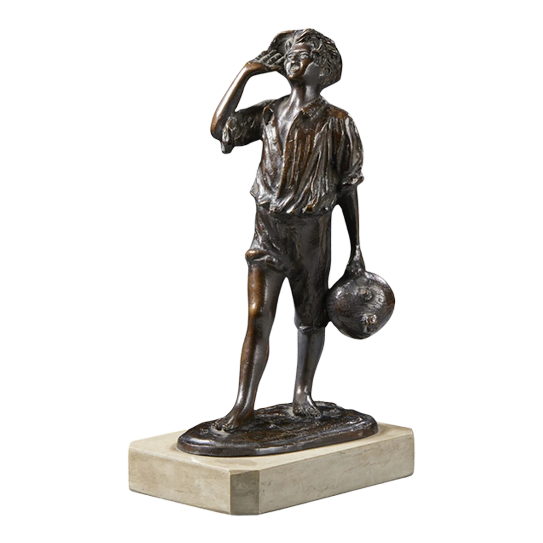 Early 1900s Mario Di Giacomo : bronze figure of a young boy