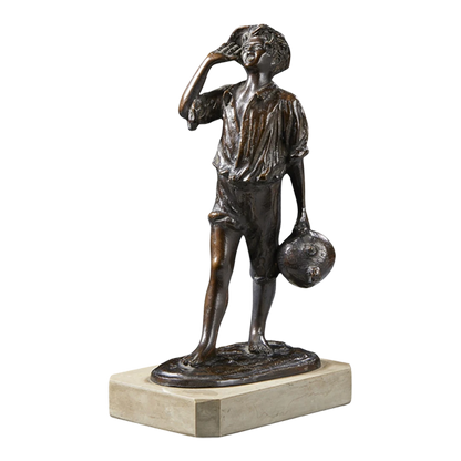 Early 1900s Mario Di Giacomo : bronze figure of a young boy