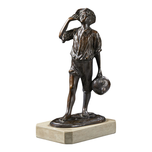 Early 1900s Mario Di Giacomo : bronze figure of a young boy