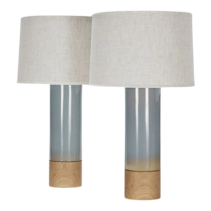 Pair Stone & Sawyer : Tall Baxter Lamp in Pigeon glaze