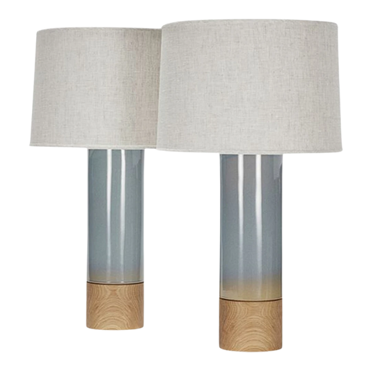 Pair Stone & Sawyer : Tall Baxter Lamp in Pigeon glaze