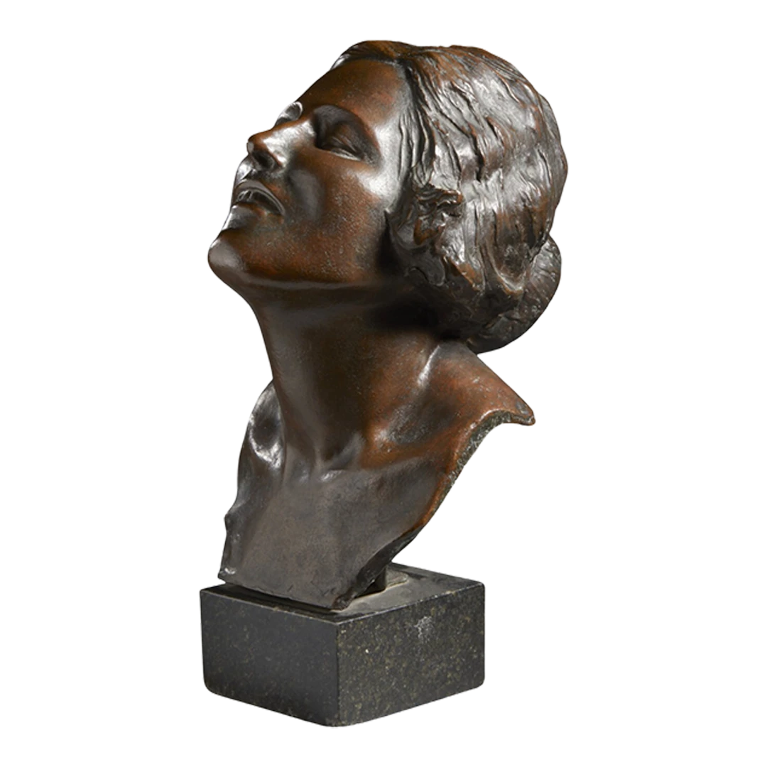 Early 20thc Hector Rocha : bronze, female bust, Italy