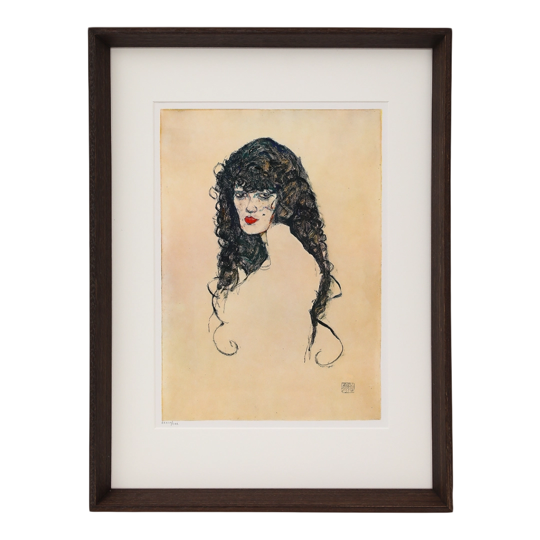 Egon Schiele, Vienna : "Black-haired Woman" Lithograph