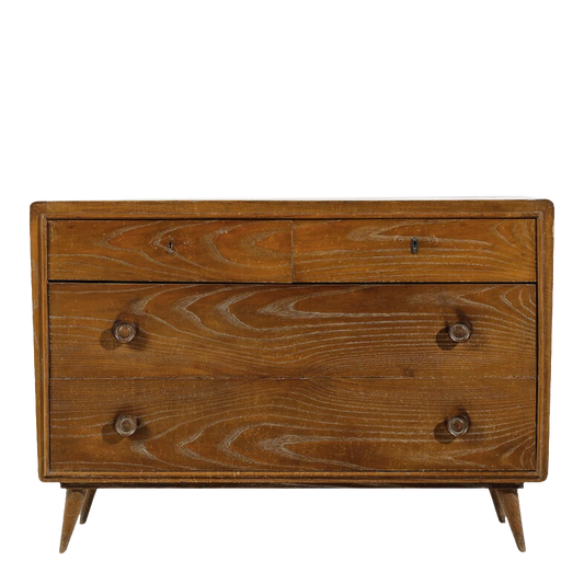 1940s Ruggero Rossi : 52" elmwood chest of drawers, Italy