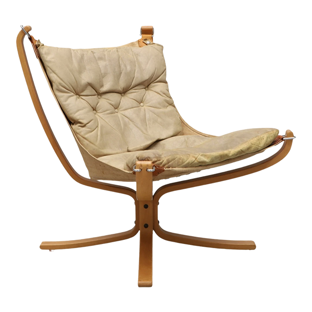 1970s Sigurd Ressell : light leather "Falcon" lounge chair, Norway