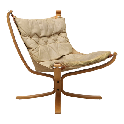 1970s Sigurd Ressell : light leather "Falcon" lounge chair, Norway