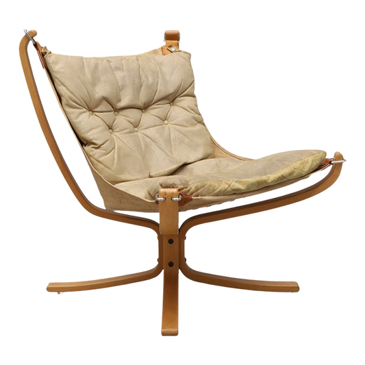 1970s Sigurd Ressell : light leather "Falcon" lounge chair, Norway