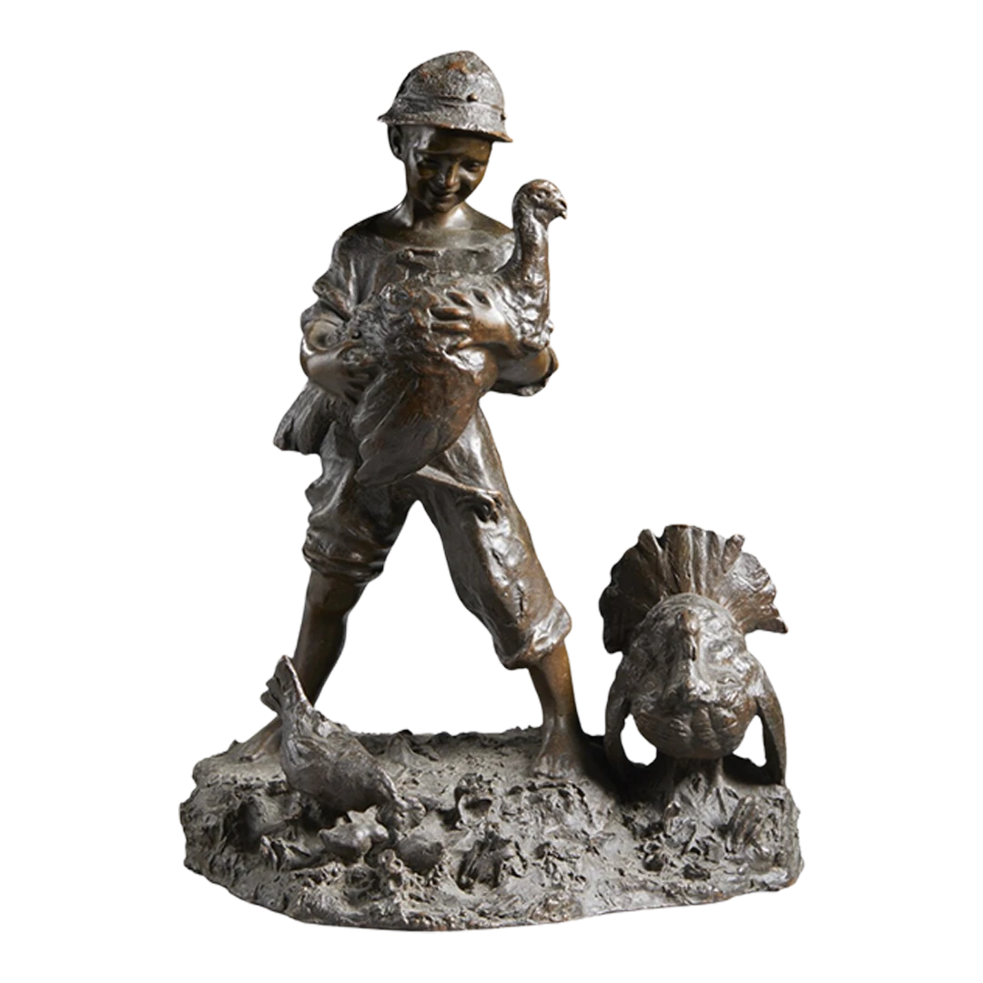 Giovanni De Martino, Italy : bronze young boy w/ chickens