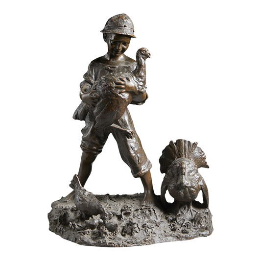 Giovanni De Martino, Italy : bronze young boy w/ chickens